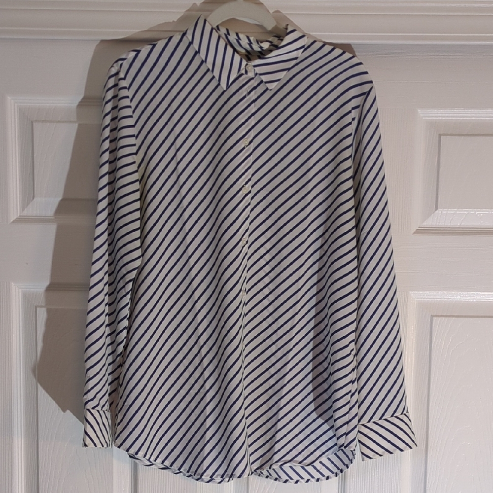 Banana Republic Blue and White Striped Shirt